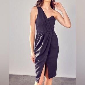 Do+Be - One shoulder Midi Dress in Black, S
